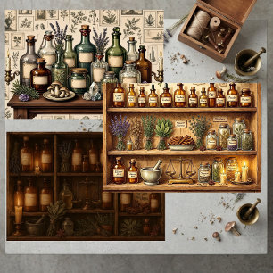 Vintage Witch's Apothecary Renaissance Pharmacy Wrapping Paper Sheets