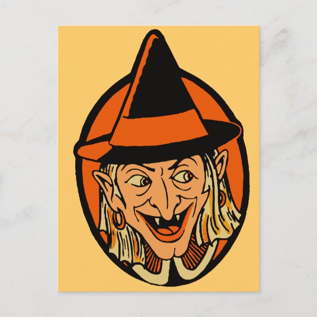Vintage Witch's Face Postcard (Front)