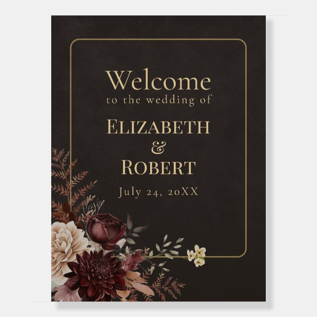 Vintage Witchy Floral Wedding Welcome Sign (Front)