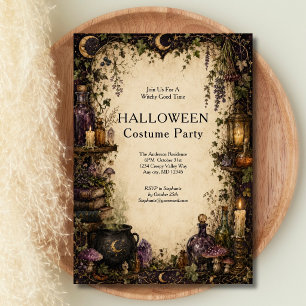 Vintage Witchy Gothic Apothecary Halloween Party Invitation