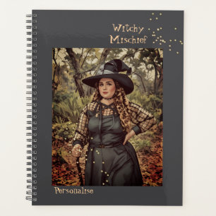Vintage Witchy Mischief Quote Fun Journal Gray Planner