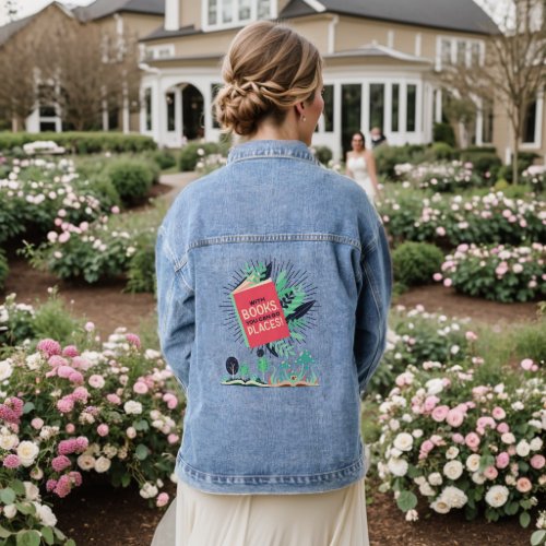 Vintage With Books you can go places Denim Jacket