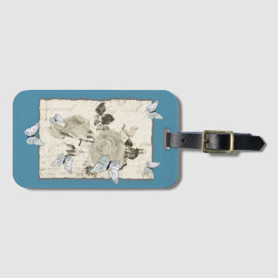 Vintage with butterflies luggage tag