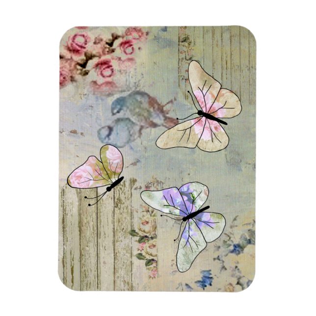 Vintage with butterflies magnet (Vertical)
