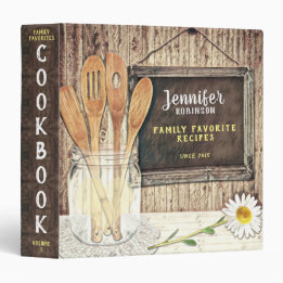 Vintage with Mason Jar Cookbook 3 Ring Binder