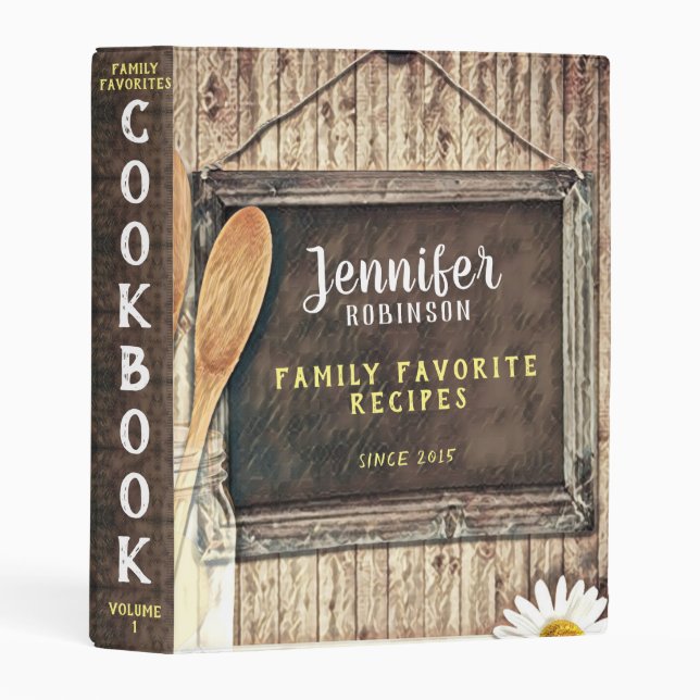 Vintage with Mason Jar  Cookbook 3 Ring Binder (Front/Spine)