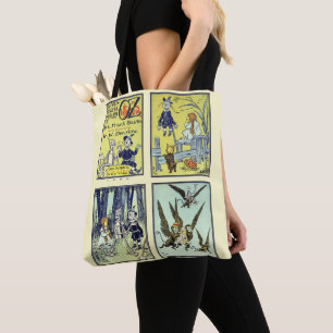 Vintage Wizard of Oz, 4 Fairy Tale Scenes Tote Bag
