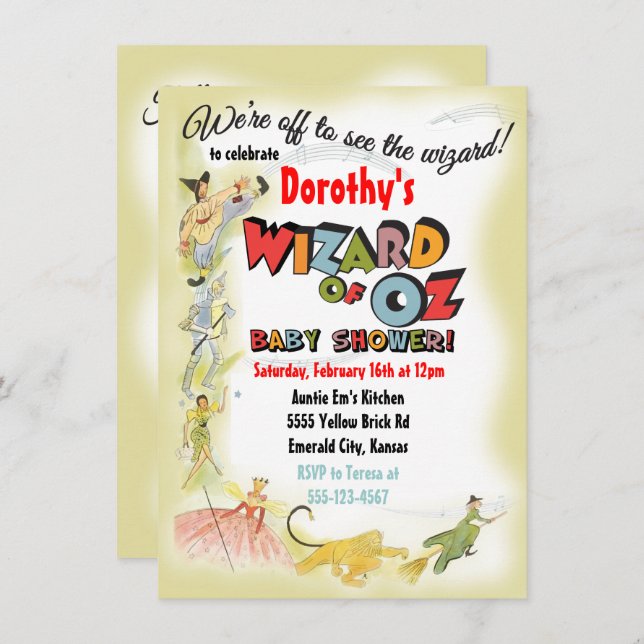 Vintage Wizard of Oz Baby Shower Invitations (Front/Back)