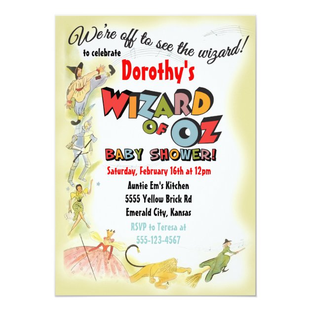 wizard of oz baby shower invitations