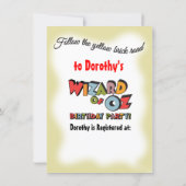 Vintage Wizard of Oz Birthday Party Invitations (Back)