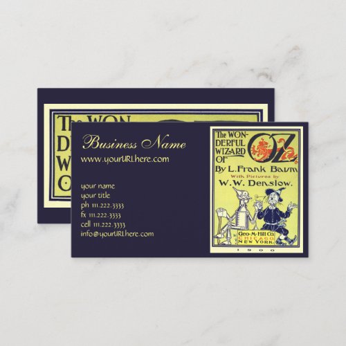 Vintage Wizard of Oz Book Cover Art Title Page Business Card