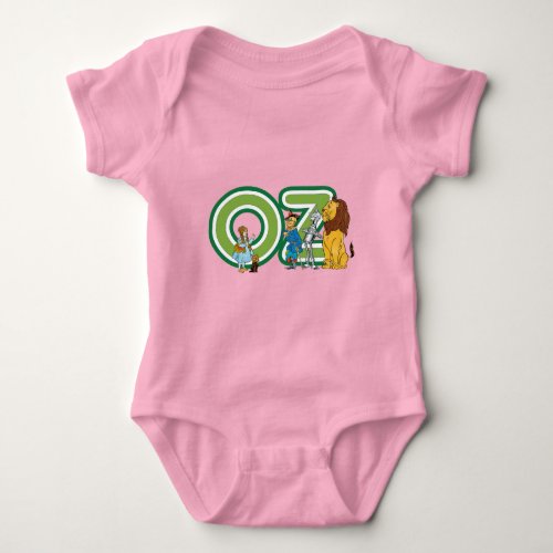 Vintage Wizard of Oz Characters and Text Letters Baby Bodysuit
