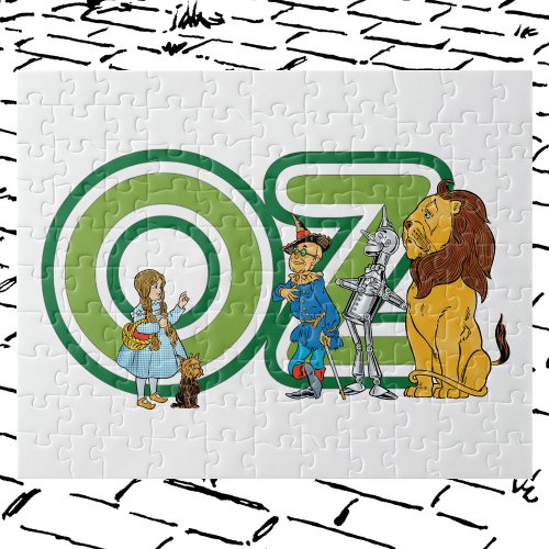 Vintage Wizard of Oz Characters and Text Letters Jigsaw Puzzle