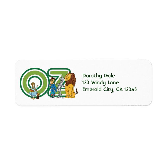 Vintage Wizard of Oz Characters and Text Letters Label (Front)