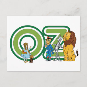 Vintage Wizard of Oz Characters and Text Letters Postcard