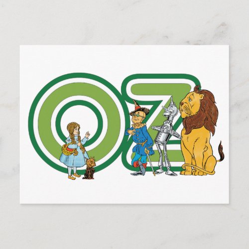 Vintage Wizard of Oz Characters and Text Letters Postcard
