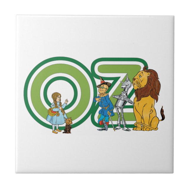 Vintage Wizard of Oz Characters and Text Letters Tile (Front)