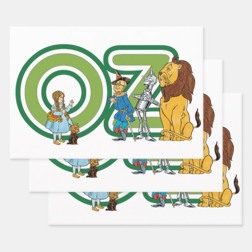 Vintage Wizard of Oz Characters and Text Letters Wrapping Paper Sheets