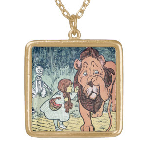 Vintage Wizard of Oz Characters, Yellow Brick Road Gold Plated Necklace