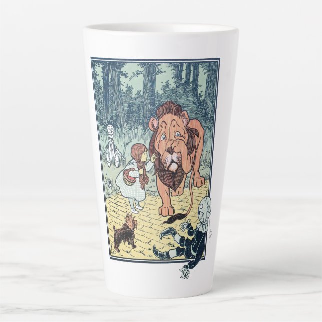 Vintage Wizard of Oz Characters, Yellow Brick Road Latte Mug (Front)