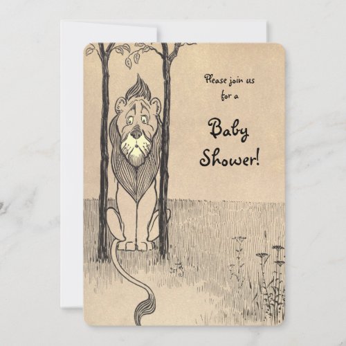 Vintage Wizard of Oz Cowardly Lion Baby Shower Invitation