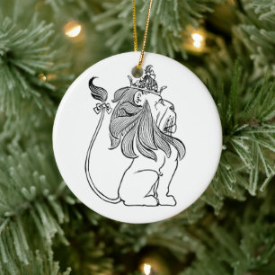 Vintage Wizard of Oz, Cowardly Lion with Crown Ceramic Ornament