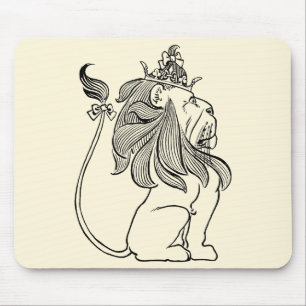 Vintage Wizard of Oz, Cowardly Lion with Crown Mouse Pad