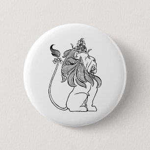 Vintage Wizard of Oz, Cowardly Lion with Crown Pinback Button