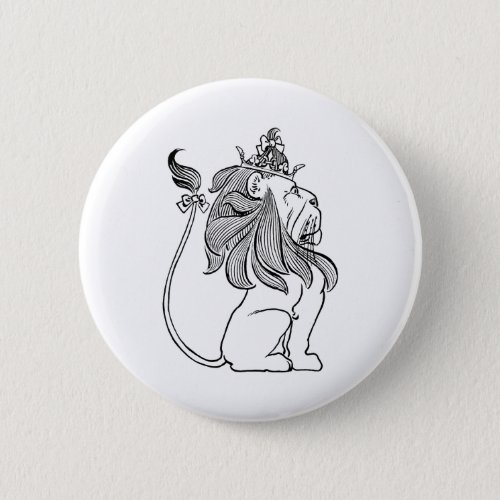Vintage Wizard of Oz Cowardly Lion with Crown Pinback Button
