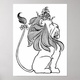 Vintage Wizard of Oz, Cowardly Lion with Crown Poster