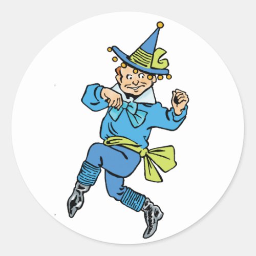 Vintage Wizard of Oz Cute Dancing Boy Munchkin Classic Round Sticker
