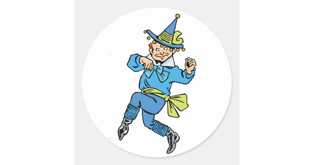 Vintage Wizard of Oz, Cute Dancing Boy Munchkin! Classic Round Sticker |  Zazzle
