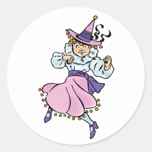 Vintage Wizard of Oz Cute Dancing Girl Munchkin Classic Round Sticker