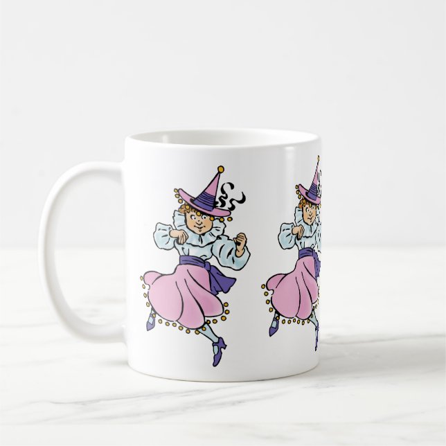 Vintage Wizard of Oz, Cute Dancing Girl Munchkin Coffee Mug (Left)