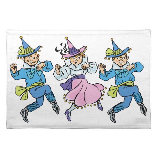 Vintage Wizard of Oz, Cute Dancing Munchkins! Cloth Placemat (Front)