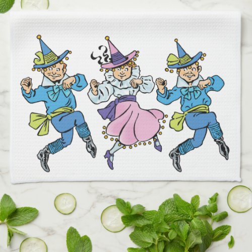 Vintage Wizard of Oz Cute Dancing Munchkins Kitchen Towel