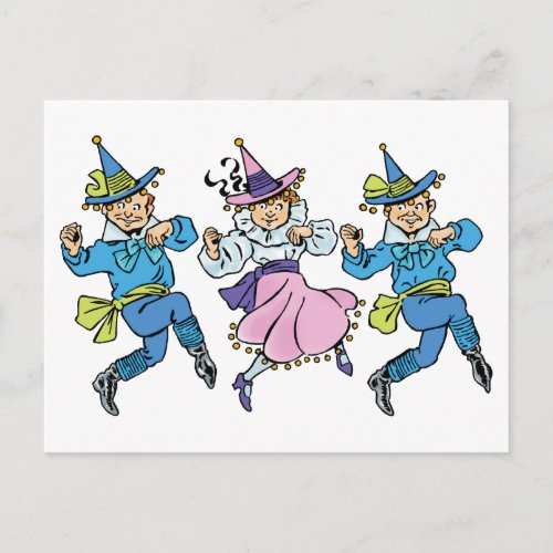 Vintage Wizard of Oz Cute Dancing Munchkins Postcard