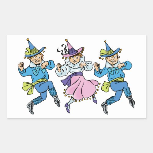 Vintage Wizard of Oz Cute Dancing Munchkins Rectangular Sticker