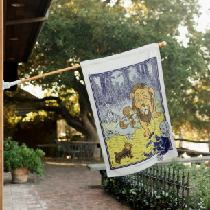 Vintage Wizard of Oz Dorothy and Cowardly Lion House Flag