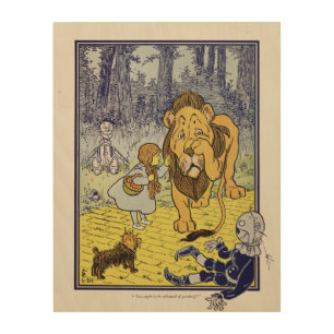 Vintage Wizard of Oz Dorothy and Cowardly Lion Wood Wall Art