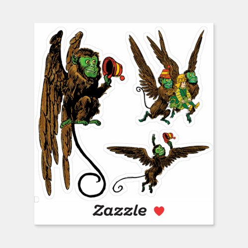 Vintage Wizard of Oz Dorothy and Flying Monkeys Sticker