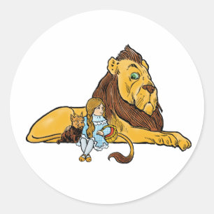 Vintage Wizard of Oz, Dorothy and Toto with Lion Classic Round Sticker