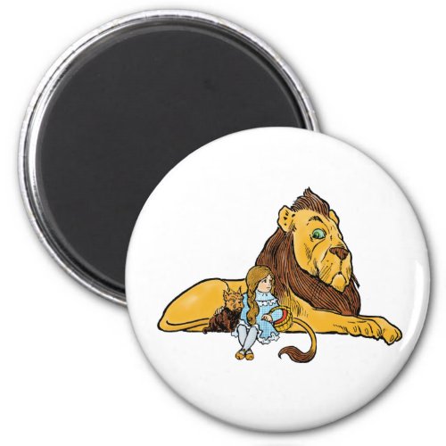 Vintage Wizard of Oz Dorothy and Toto with Lion Magnet