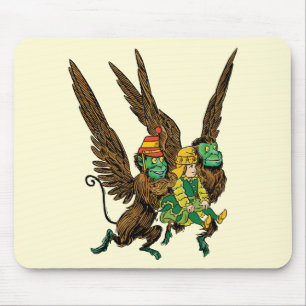 Vintage Wizard of Oz, Dorothy, Evil Flying Monkeys Mouse Pad