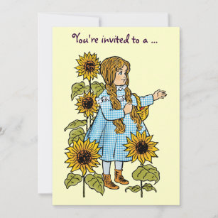 Vintage Wizard of Oz Dorothy, Girl Birthday Party Invitation