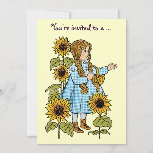 Vintage Wizard of Oz Dorothy Girl Birthday Party Invitation
