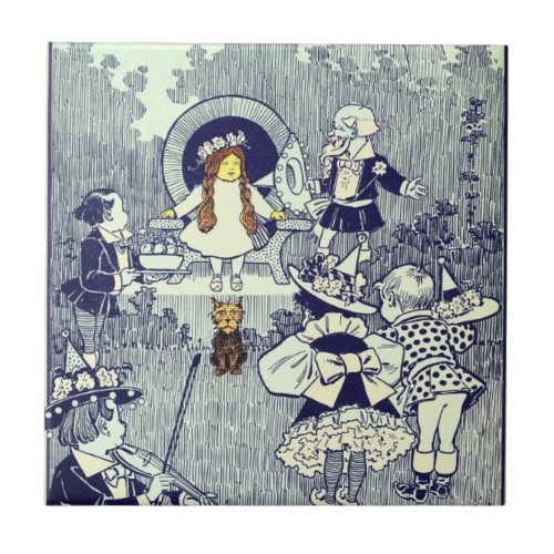 Vintage Wizard of Oz Dorothy Meets the Munchkins Ceramic Tile