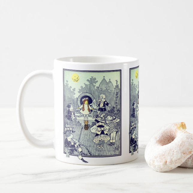 Vintage Wizard of Oz, Dorothy Meets the Munchkins Coffee Mug (With Donut)