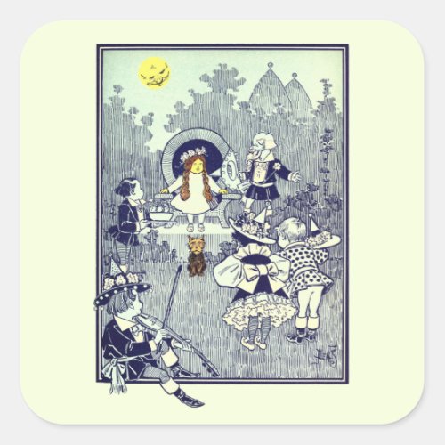 Vintage Wizard of Oz Dorothy Meets the Munchkins Square Sticker