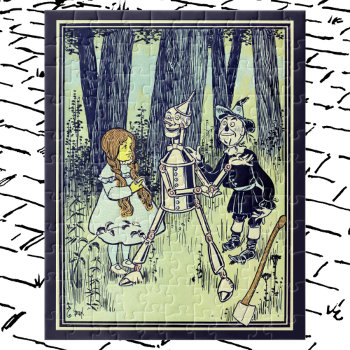 Vintage Wizard Of Oz  Dorothy Meets The Tinman Jigsaw Puzzle by YesterdayCafe at Zazzle
